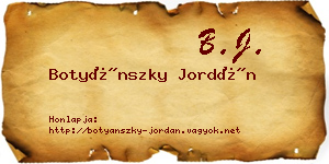Botyánszky Jordán névjegykártya